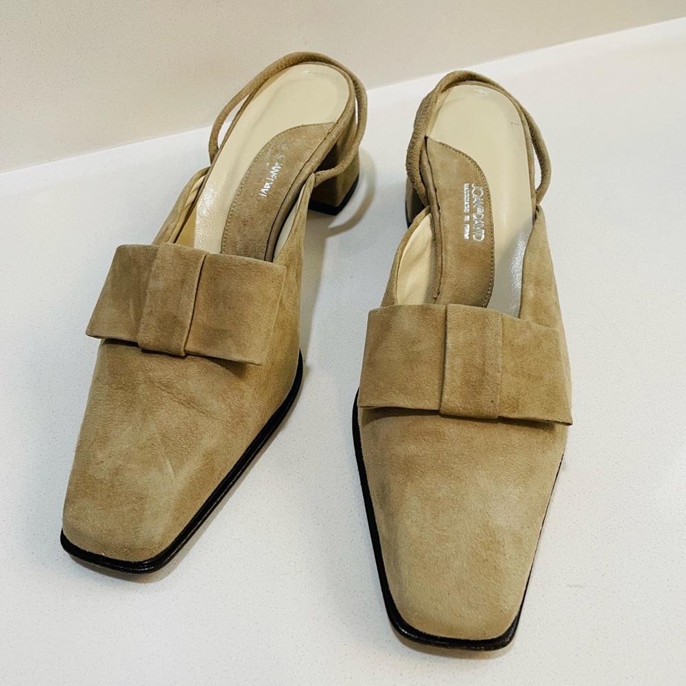 Joan & David Suede Block Heeled Sling Backs